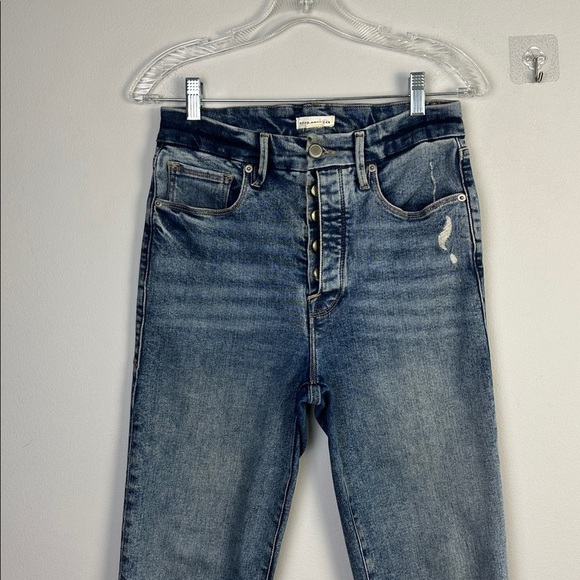Good American Good Curve Exposed Button High Rise Straight Leg Jean Stretch 6/28 - Picture 3 of 16